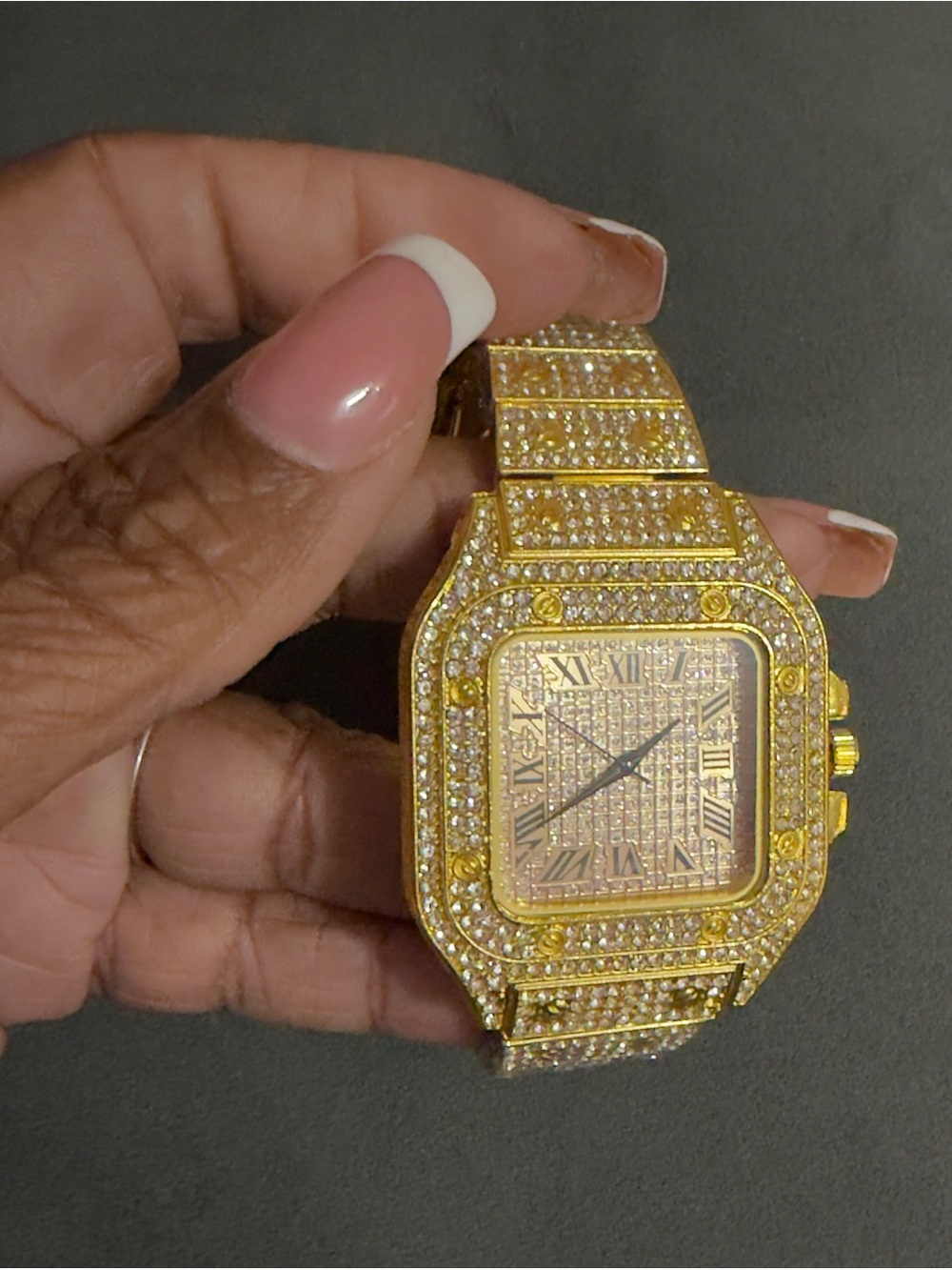 Source Unknown Gold-Tone Crystal Men's Watch